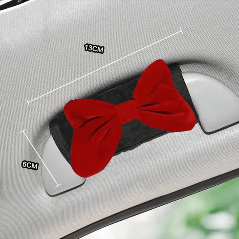 BowRide Plush Car Neck Pillow Cute Red Bowknot Headrest Seatbelt Support Cushion For Women 8