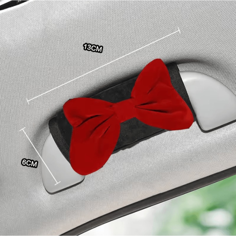 BowRide Plush Car Neck Pillow Cute Red Bowknot Headrest Seatbelt Support Cushion For Women 8