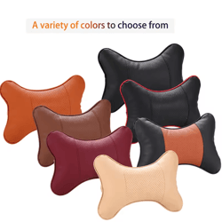 roadshield pu leather car neck pillow – universal headrest & backrest support cushion