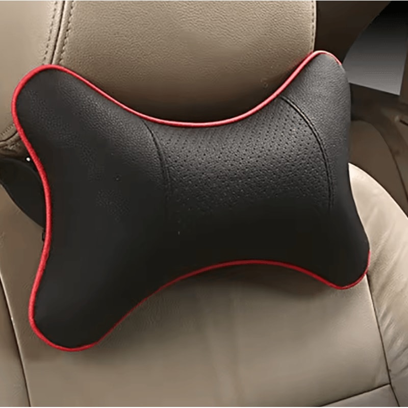 RoadShield PU Leather Car Neck Pillow Universal Headrest Backrest Support Cushion 2