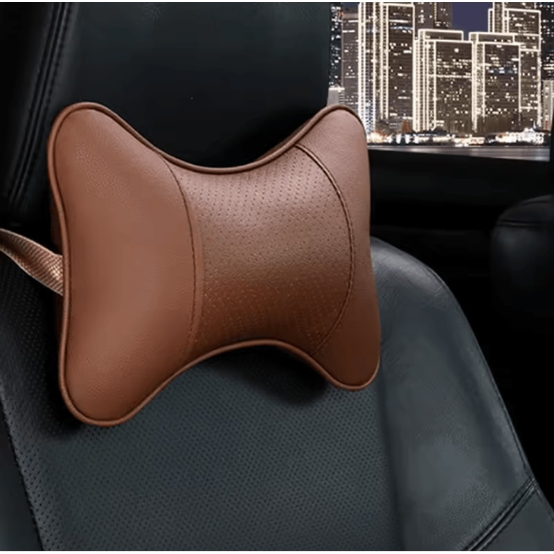 RoadShield PU Leather Car Neck Pillow Universal Headrest Backrest Support Cushion 3