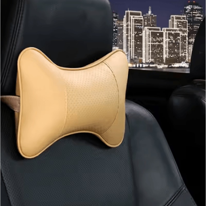 RoadShield PU Leather Car Neck Pillow Universal Headrest Backrest Support Cushion 7