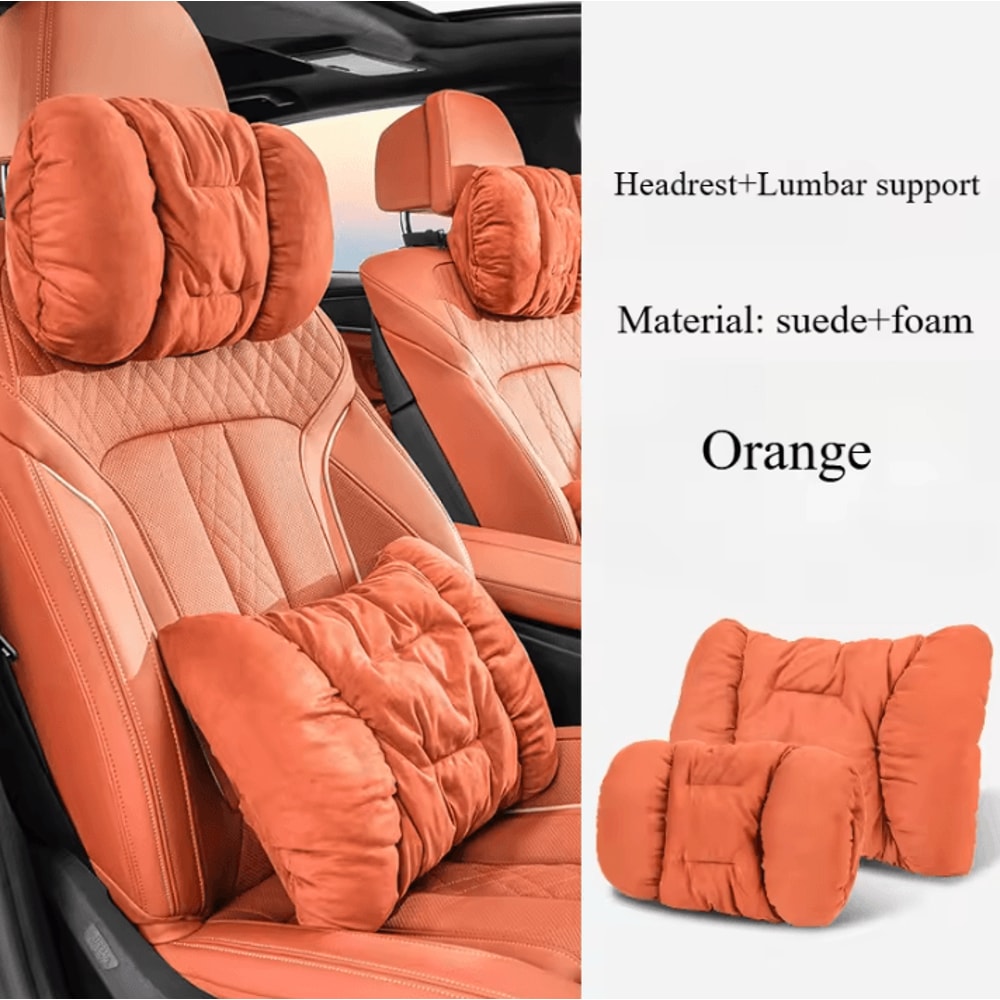 SuedeComfort Plush Car Headrest Pillow Soft Neck Waist Support Cushion For Vehicle Interiors 6