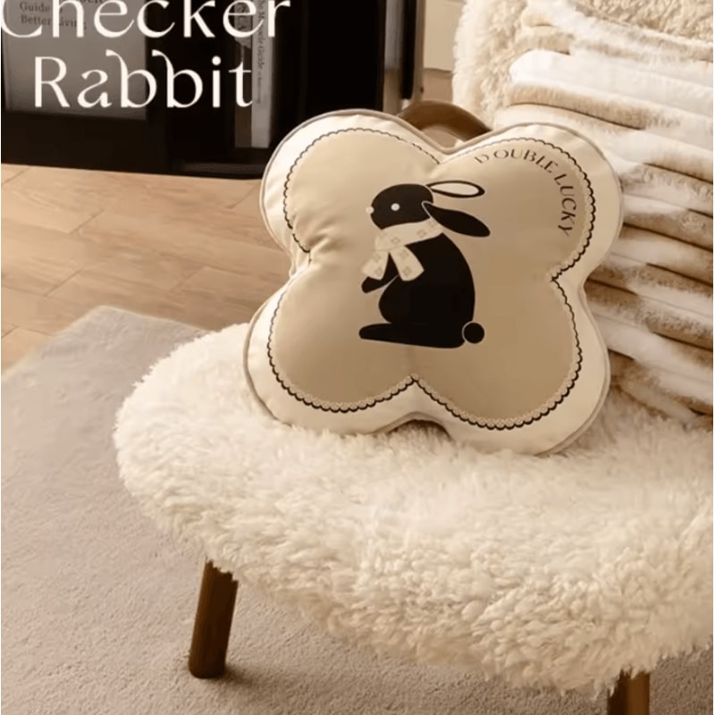 JoyfulHug Plush Heart Rabbit Cushion Red Check Velvet Throw Pillow For Sofa Office 4