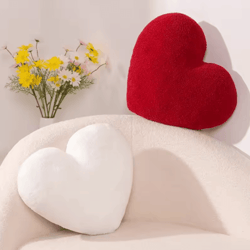 lovepulse plush heart shape throw pillow – red romantic cushion for sofa, bed & home decor
