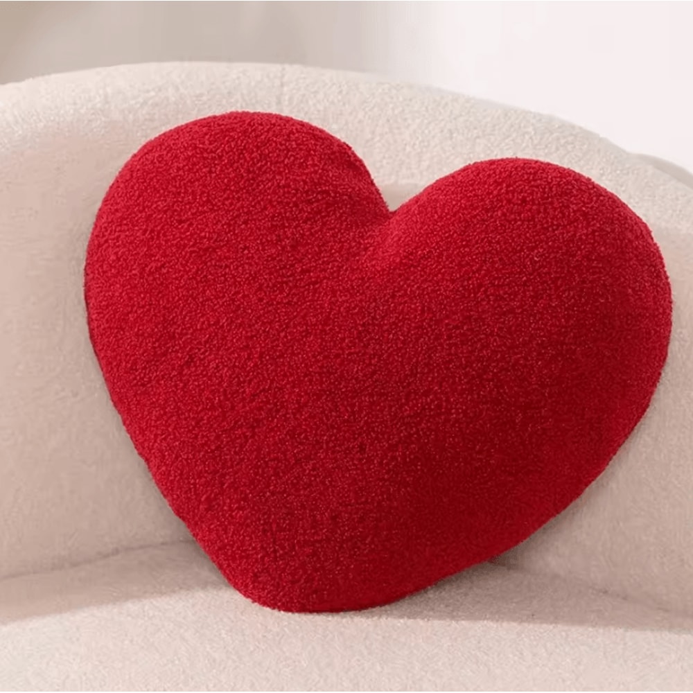 LovePulse Plush Heart Shape Throw Pillow Red Romantic Cushion For Sofa Bed Home Decor 5
