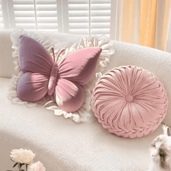 fluttercharm princess butterfly pillow – 21.7 by 19.7 in pink bow decorative sofa & bed cushion