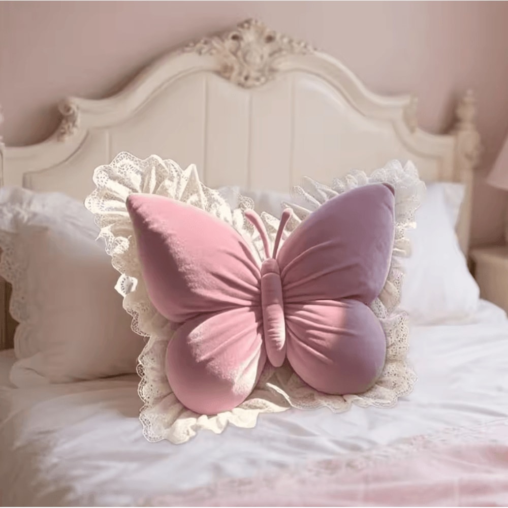 FlutterCharm Princess Butterfly Pillow 217 By 197 In Pink Bow Decorative Sofa Bed Cushion 4