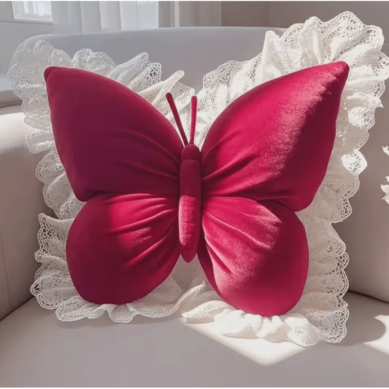 FlutterCharm Princess Butterfly Pillow 217 By 197 In Pink Bow Decorative Sofa Bed Cushion 5