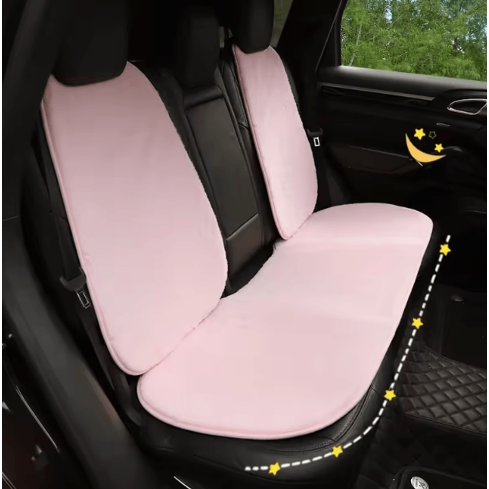 FrostEase Winter Plush Car Seat Cushion Thickened Short Velvet Pink Auto Warm Seat Pad 0
