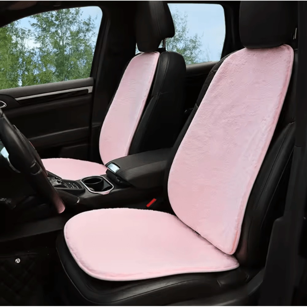 FrostEase Winter Plush Car Seat Cushion Thickened Short Velvet Pink Auto Warm Seat Pad 1