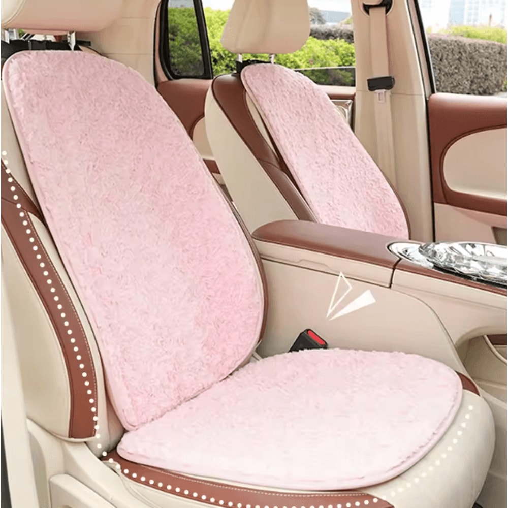 RoseWarm Autumn Winter Plush Car Seat Cushion Universal Soft Pink Warm Plush Car Pad 1