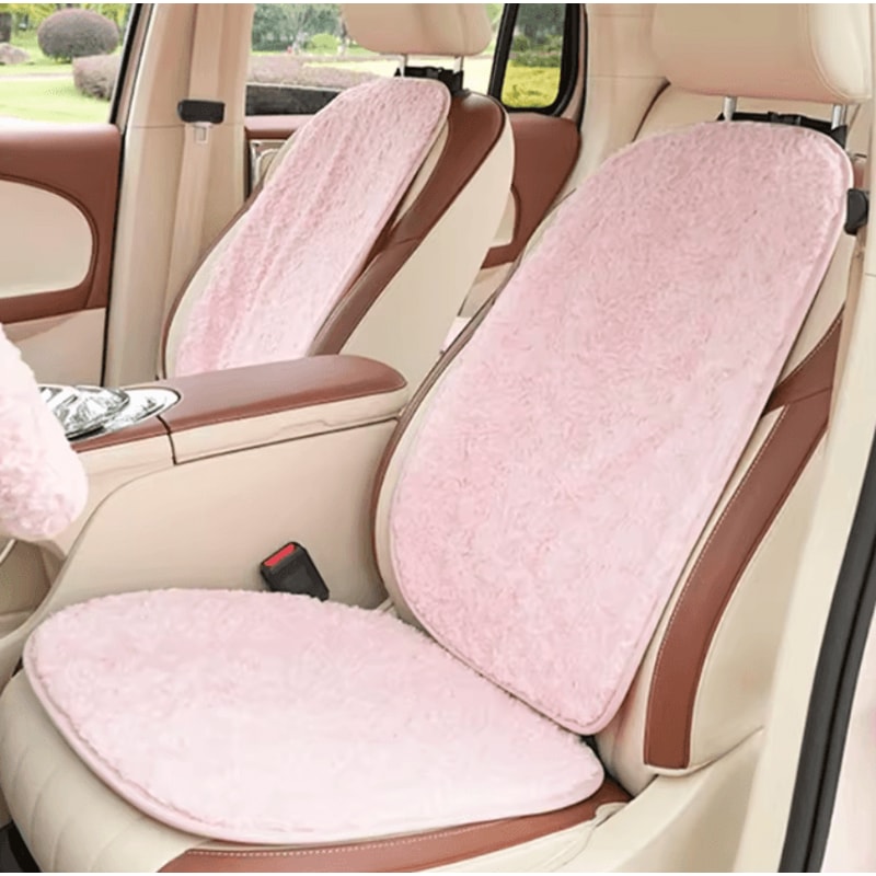 RoseWarm Plush Car Seat Cushion Universal Warm Pink Autumn Winter Comfort Pad 3