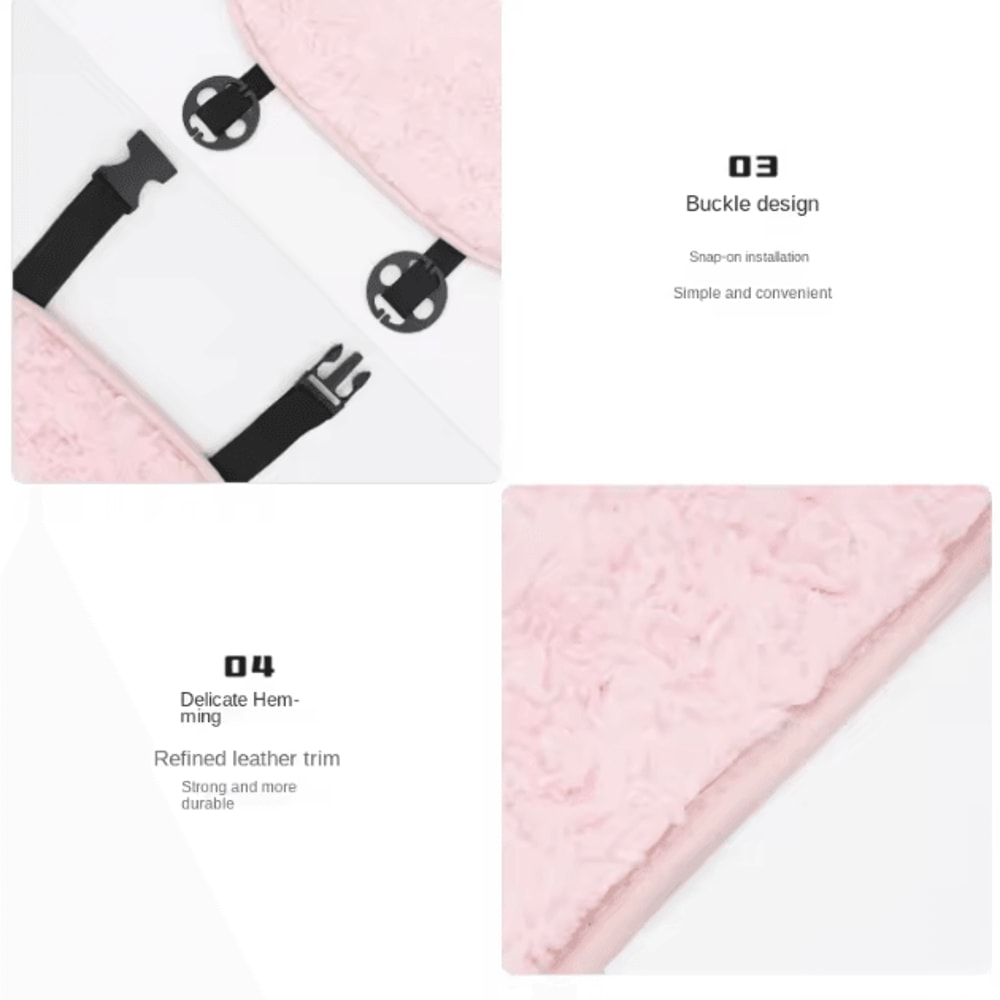 RoseWarm Plush Car Seat Cushion Universal Warm Pink Autumn Winter Comfort Pad 4