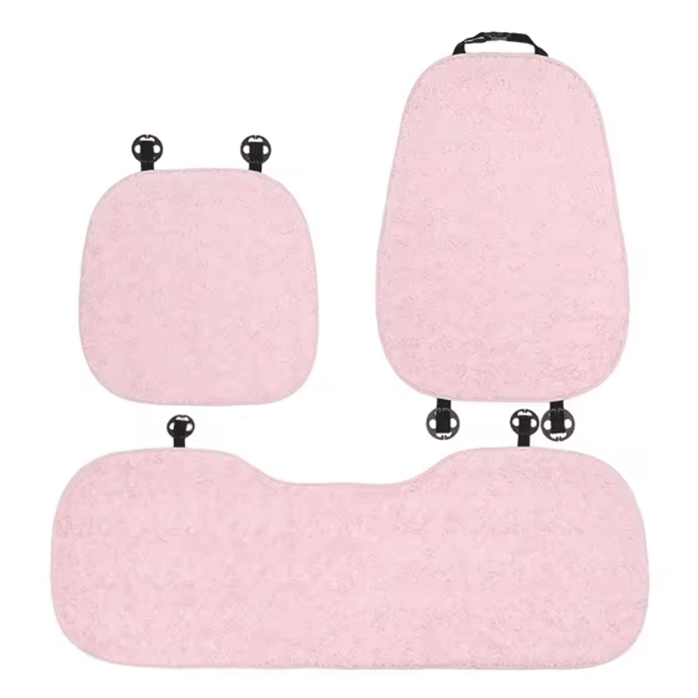RoseWarm Plush Car Seat Cushion Universal Warm Pink Autumn Winter Comfort Pad 0