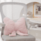 FluffEase Pink Bow Rabbit Fur Sofa Pillow Plush Car Seat Cushion Backrest Support 2