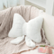 FluffEase Pink Bow Rabbit Fur Sofa Pillow Plush Car Seat Cushion Backrest Support 5