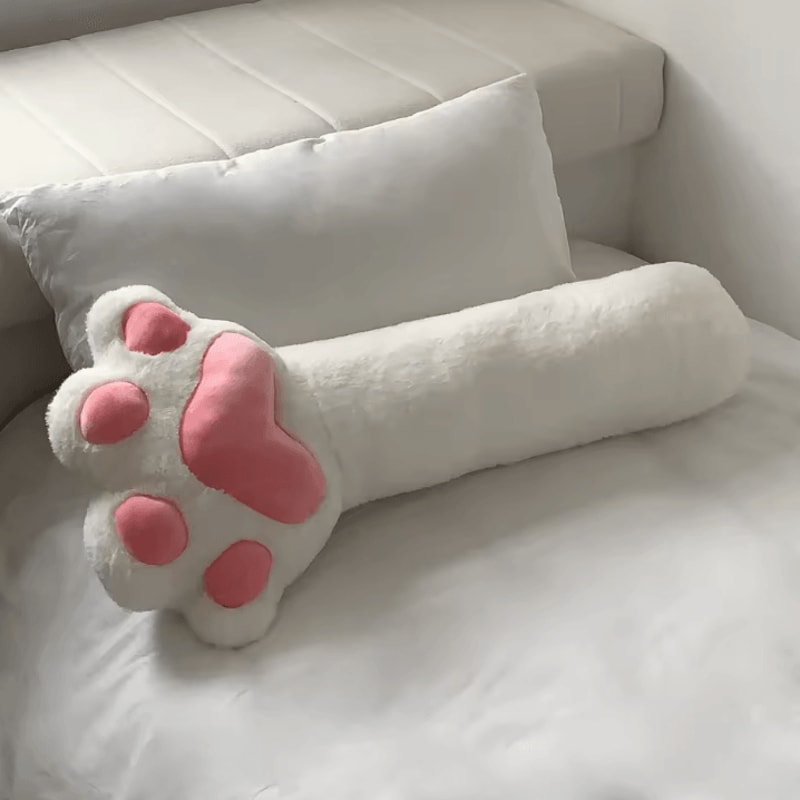 PawPlush Cat Paw Throw Pillow 315 In Soft Pink White Leg Cushion For Home Comfort Decor 7