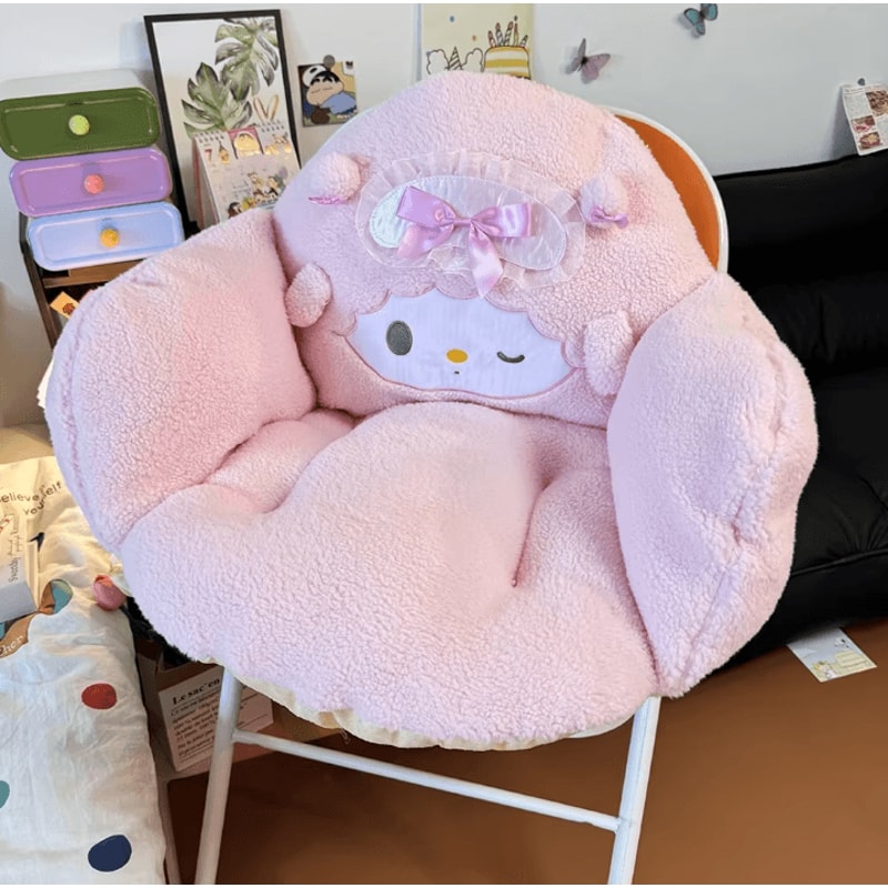 SweetPiano Plush Seat Cushion Kawaii Pink Full Coverage Soft Fluffy Chair Sofa Mat 0