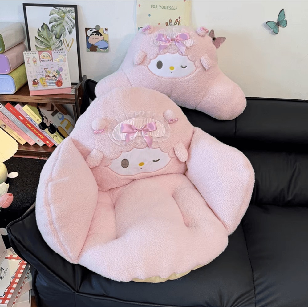 SweetPiano Plush Seat Cushion Kawaii Pink Full Coverage Soft Fluffy Chair Sofa Mat 1