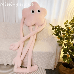 starbuddy funny eyes plush long leg pillow – pink star & flower soft cushion for sofa, bed & car
