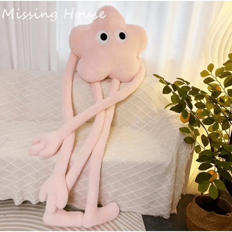 StarBuddy Funny Eyes Plush Long Leg Pillow Pink Star Flower Soft Cushion For Sofa Bed Car 0