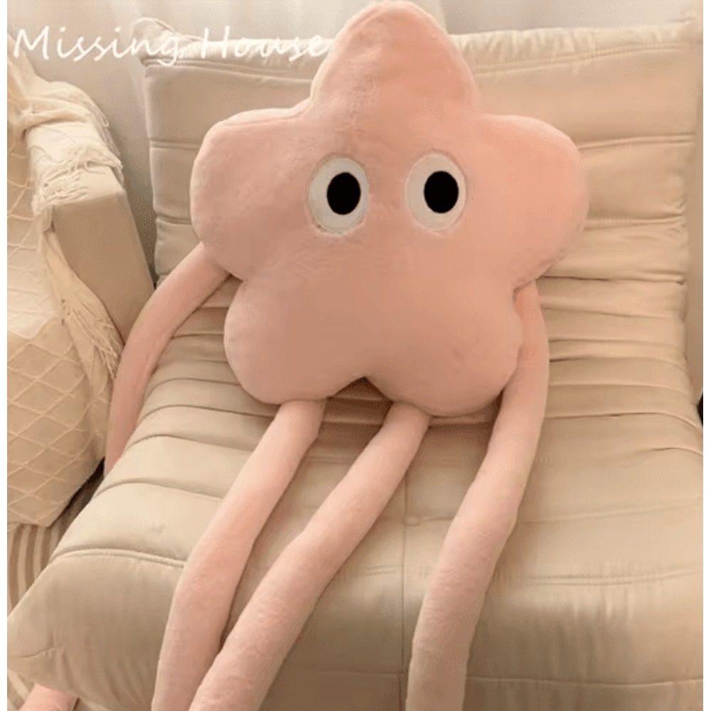 StarBuddy Funny Eyes Plush Long Leg Pillow Pink Star Flower Soft Cushion For Sofa Bed Car 1