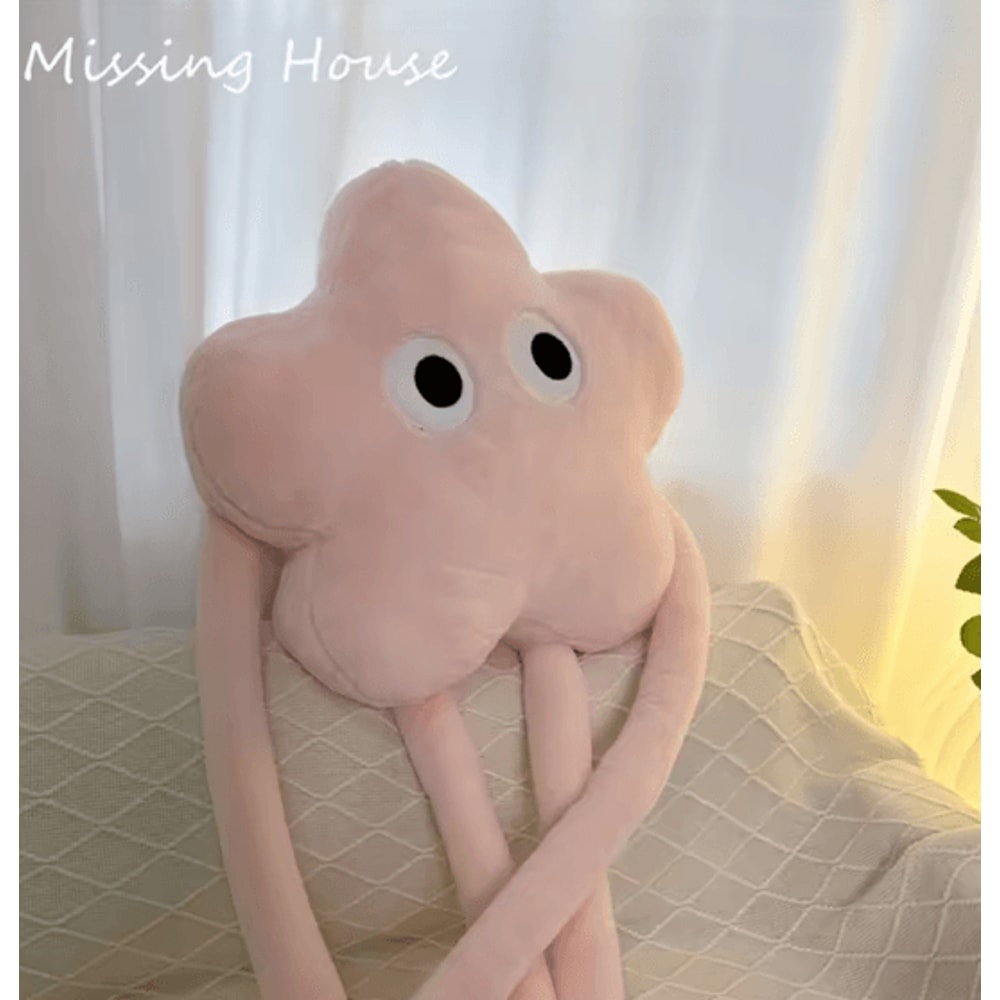 StarBuddy Funny Eyes Plush Long Leg Pillow Pink Star Flower Soft Cushion For Sofa Bed Car 2