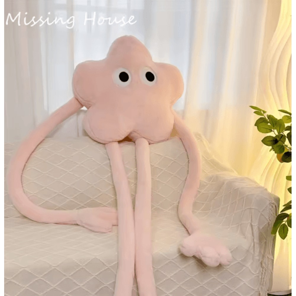 StarBuddy Funny Eyes Plush Long Leg Pillow Pink Star Flower Soft Cushion For Sofa Bed Car 3