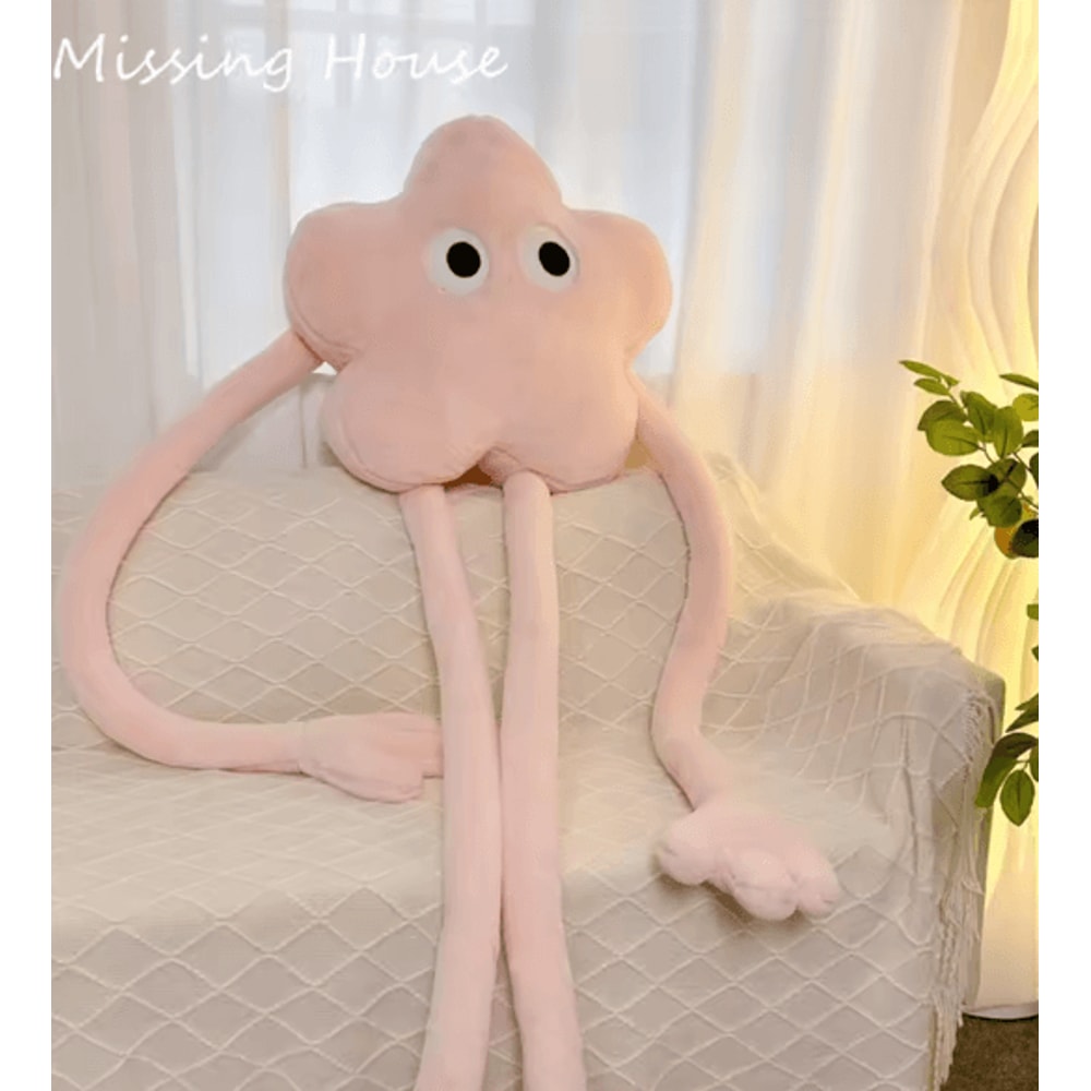 StarBuddy Funny Eyes Plush Long Leg Pillow Pink Star Flower Soft Cushion For Sofa Bed Car 6