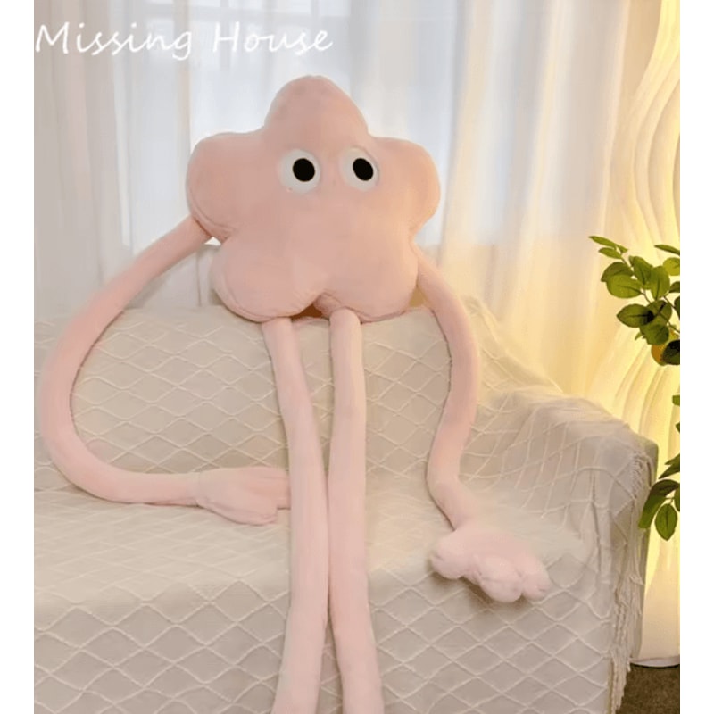 StarBuddy Funny Eyes Plush Long Leg Pillow Pink Star Flower Soft Cushion For Sofa Bed Car 6