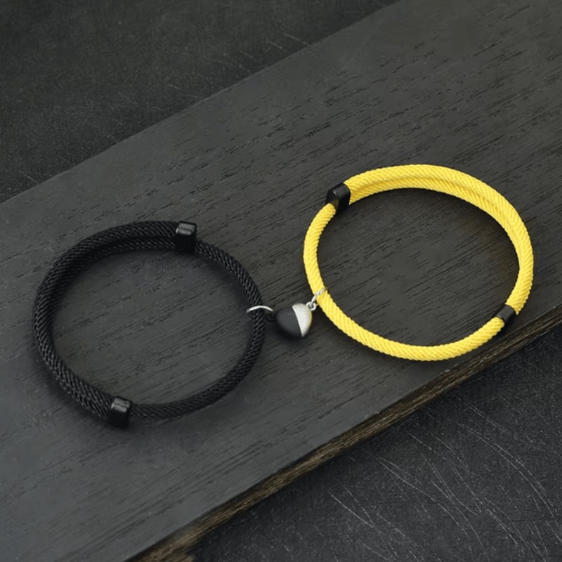 HeartLink Magnetic Couple Bracelets Set Adjustable Matching Macrame Heart Bracelets For Him Her 0