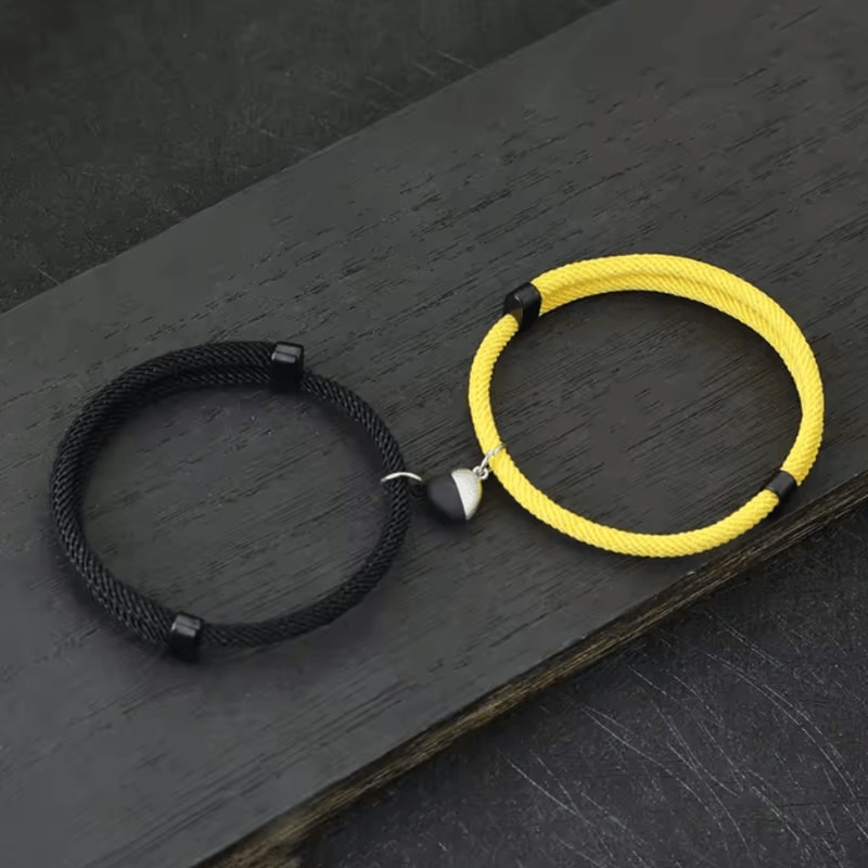 HeartLink Magnetic Couple Bracelets Set Adjustable Matching Macrame Heart Bracelets For Him Her 9