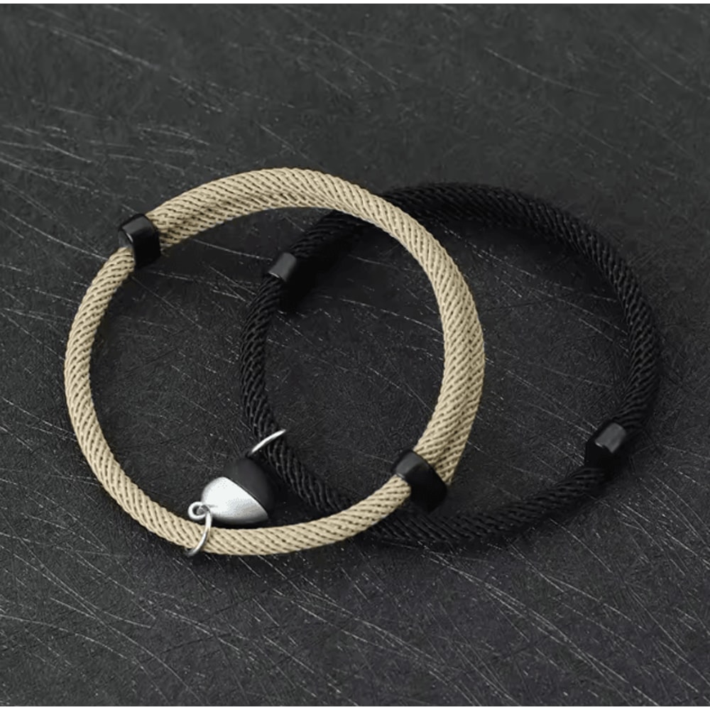 HeartLink Magnetic Couple Bracelets Set Adjustable Matching Macrame Heart Bracelets For Him Her 1