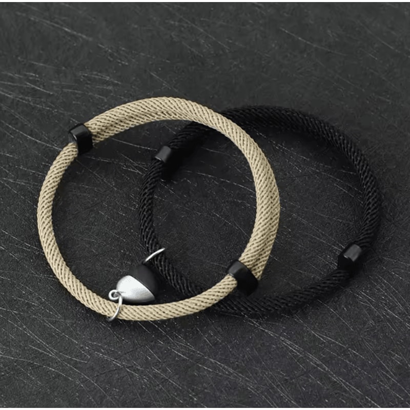 HeartLink Magnetic Couple Bracelets Set Adjustable Matching Macrame Heart Bracelets For Him Her 1