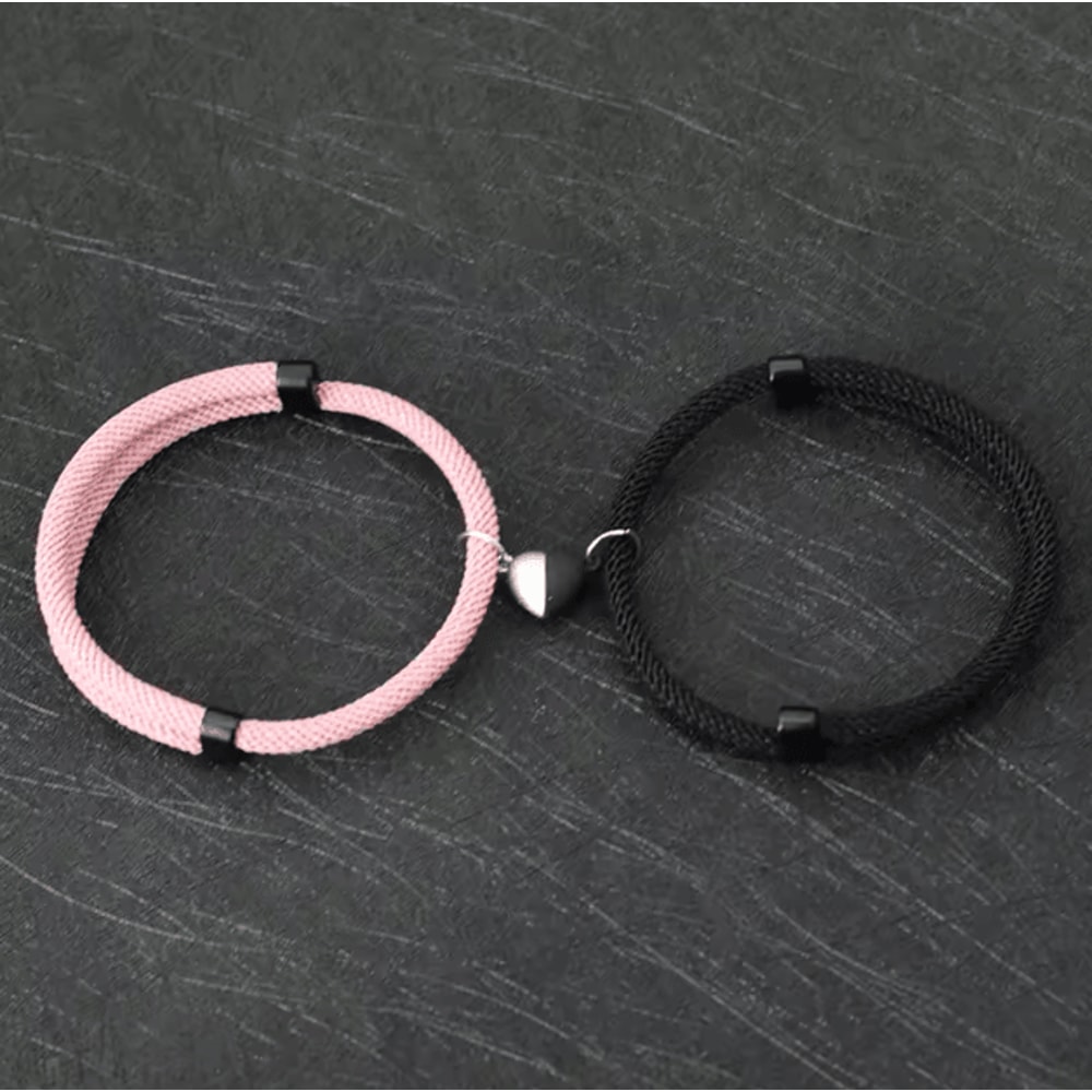 HeartLink Magnetic Couple Bracelets Set Adjustable Matching Macrame Heart Bracelets For Him Her 5