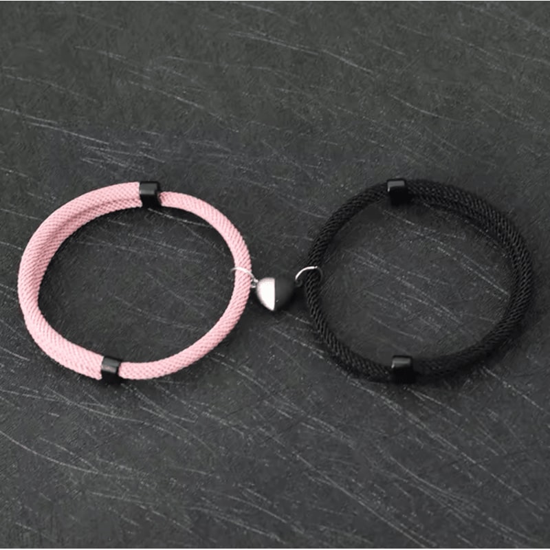 HeartLink Magnetic Couple Bracelets Set Adjustable Matching Macrame Heart Bracelets For Him Her 5