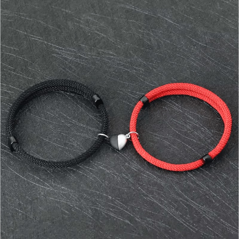HeartLink Magnetic Couple Bracelets Set Adjustable Matching Macrame Heart Bracelets For Him Her 6