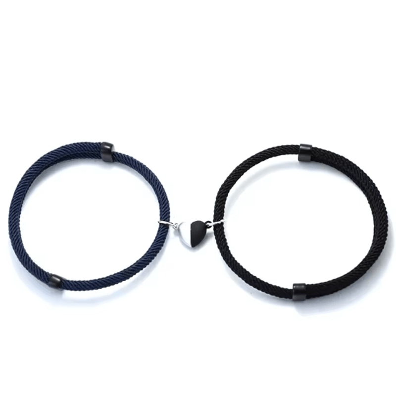 HeartLink Magnetic Couple Bracelets Set Adjustable Matching Macrame Heart Bracelets For Him Her 7