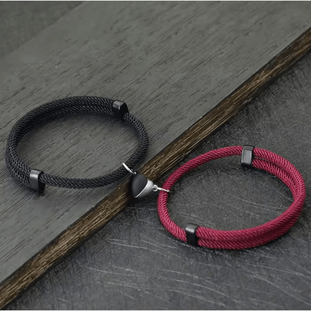 HeartLink Magnetic Couple Bracelets Set Adjustable Matching Macrame Heart Bracelets For Him Her 8