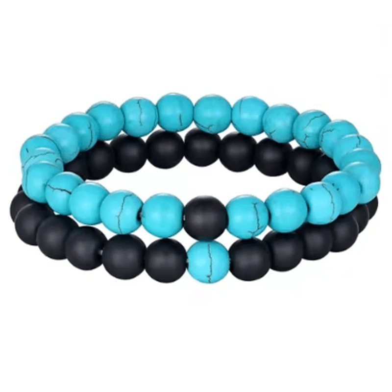 XQNI Natural Stone Couple Bracelets Set 2 Pcs Yoga Bead Distance Bracelets With Gift Box 4