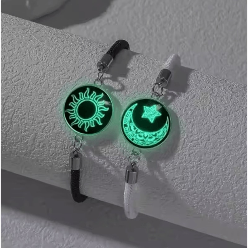 LunaSun Luminous Couple Bracelets Handmade Braided Rope Matching Jewelry Gift For Valentines 8