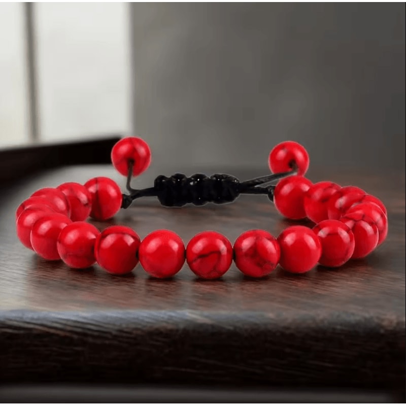 ElementGuard 8mm Natural Tiger Eye Beaded Bracelet Adjustable Volcanic Stone Howlite Onyx Wristle 1