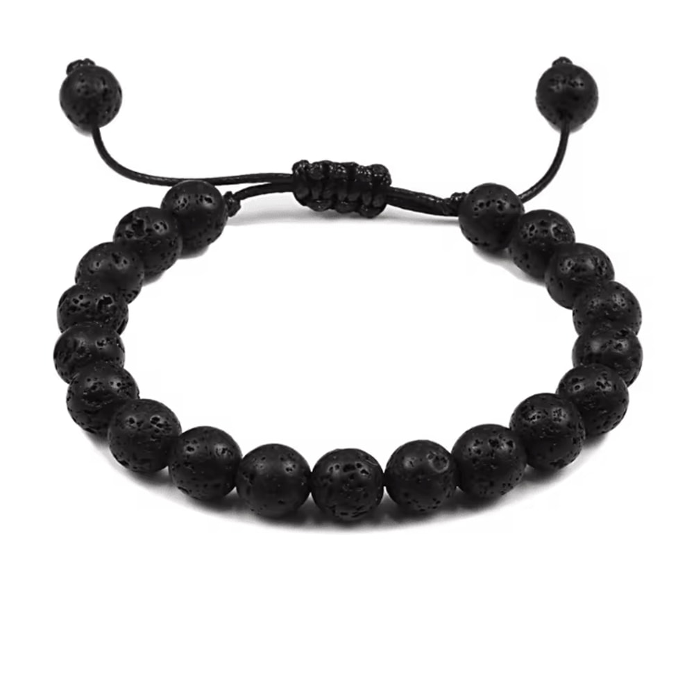 ElementGuard 8mm Natural Tiger Eye Beaded Bracelet Adjustable Volcanic Stone Howlite Onyx Wristle 5