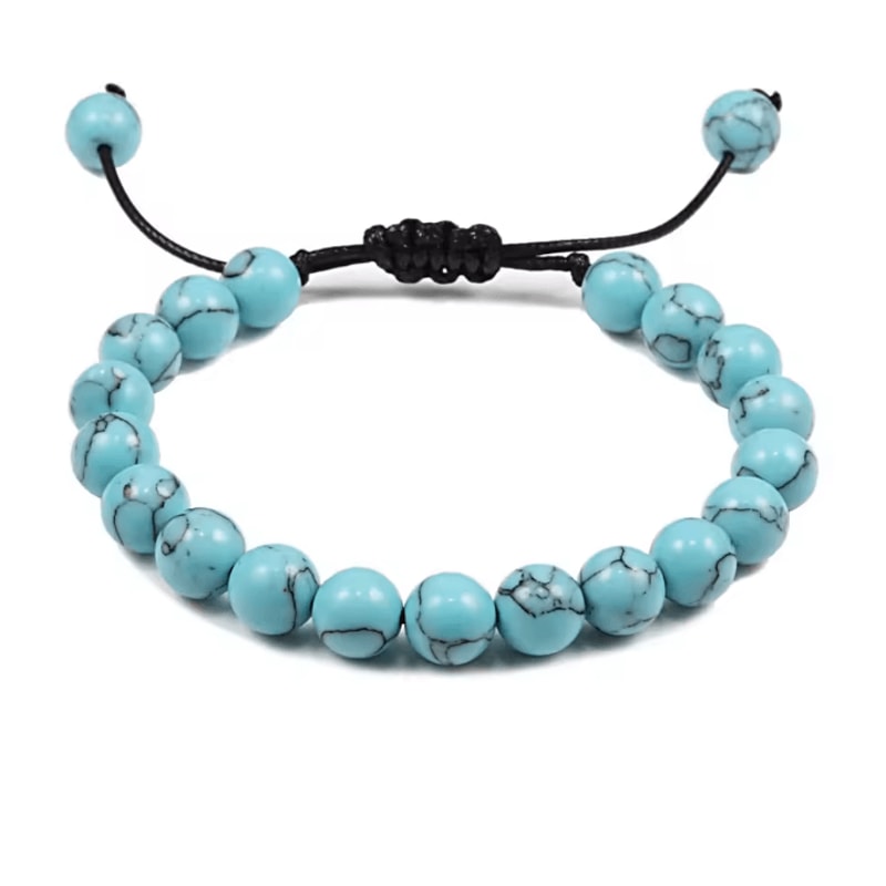 ElementGuard 8mm Natural Tiger Eye Beaded Bracelet Adjustable Volcanic Stone Howlite Onyx Wristle 10