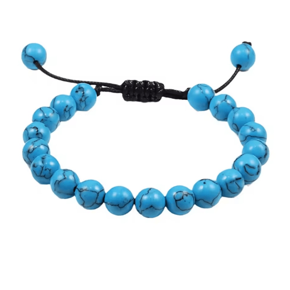 ElementGuard 8mm Natural Tiger Eye Beaded Bracelet Adjustable Volcanic Stone Howlite Onyx Wristle 11