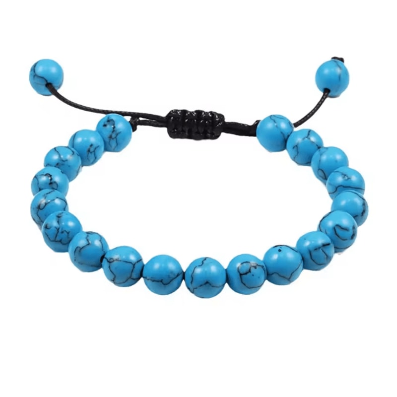 ElementGuard 8mm Natural Tiger Eye Beaded Bracelet Adjustable Volcanic Stone Howlite Onyx Wristle 11