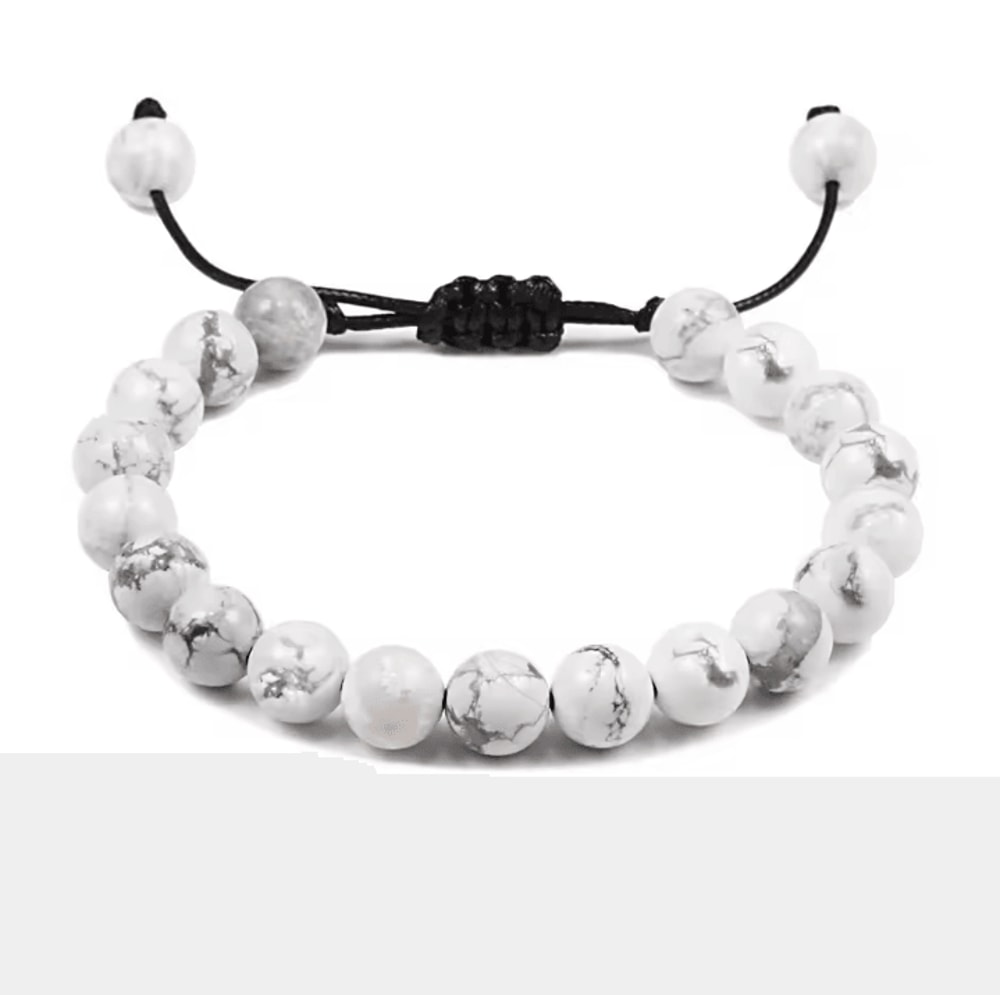 ElementGuard 8mm Natural Tiger Eye Beaded Bracelet Adjustable Volcanic Stone Howlite Onyx Wristle 12