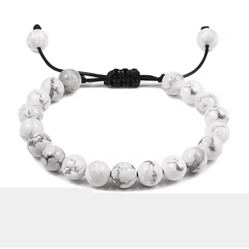 ElementGuard 8mm Natural Tiger Eye Beaded Bracelet Adjustable Volcanic Stone Howlite Onyx Wristle 12