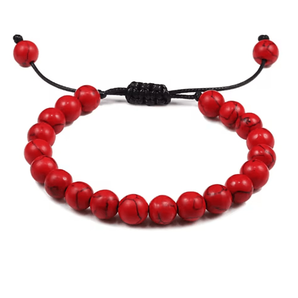 ElementGuard 8mm Natural Tiger Eye Beaded Bracelet Adjustable Volcanic Stone Howlite Onyx Wristle 13